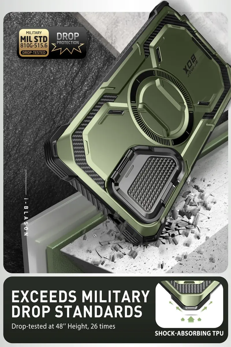 i-Blason Armorbox for Galaxy S24 Ultra Case with Camera Cover Stand & MagSafe, Green 17.9cm (7.24in) | MIL-STD 810G-516.6 Certified Drop Protection - view 3