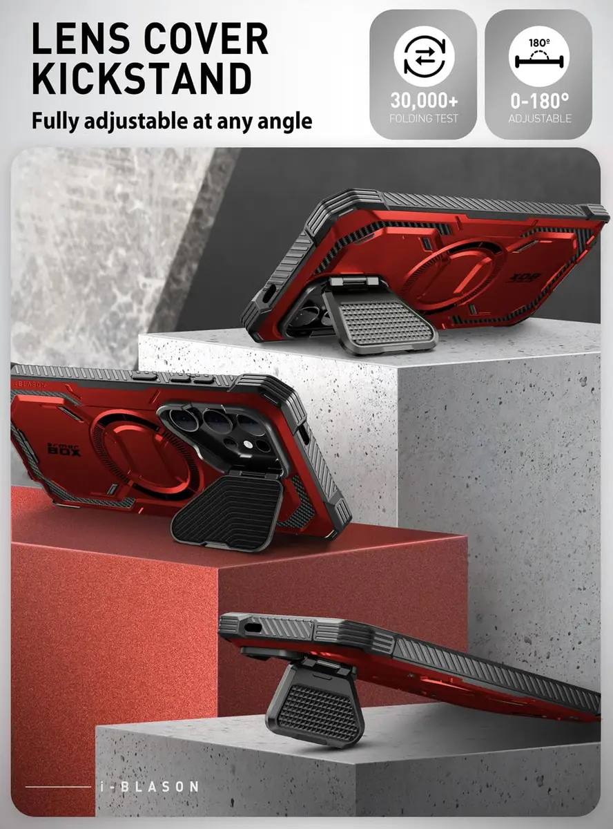 i-Blason Armorbox for Galaxy S24 Ultra Case with Camera Cover Stand & Screen Protector, Red 18.1cm (7.14in) | MagSafe Compatible - view 5