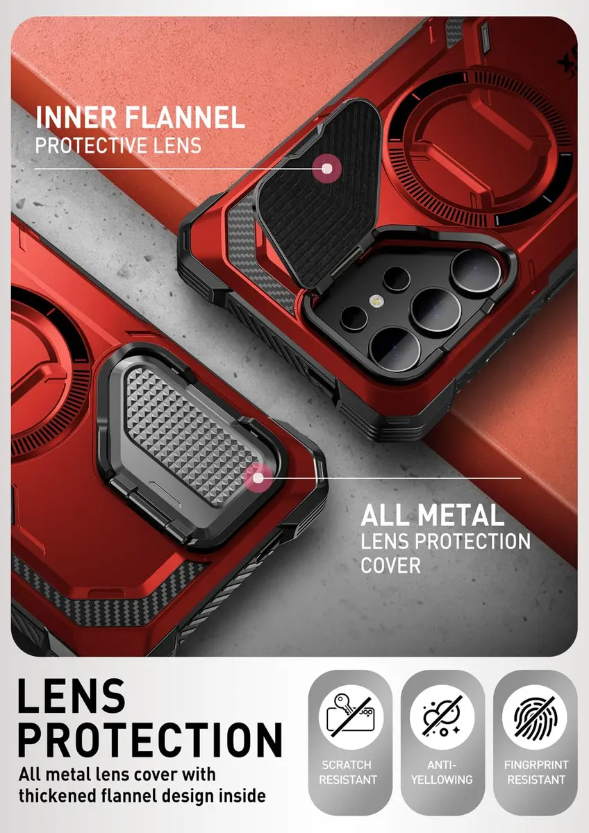i-Blason Armorbox for Galaxy S24 Ultra Case with Camera Cover Stand & Screen Protector, Red 18.1cm (7.14in) | MagSafe Compatible - view 7
