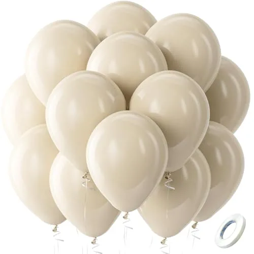 Bezente White Sand Balloons 30 Pack 18 Inch | Large Round Cream Latex Party Balloons - main product image