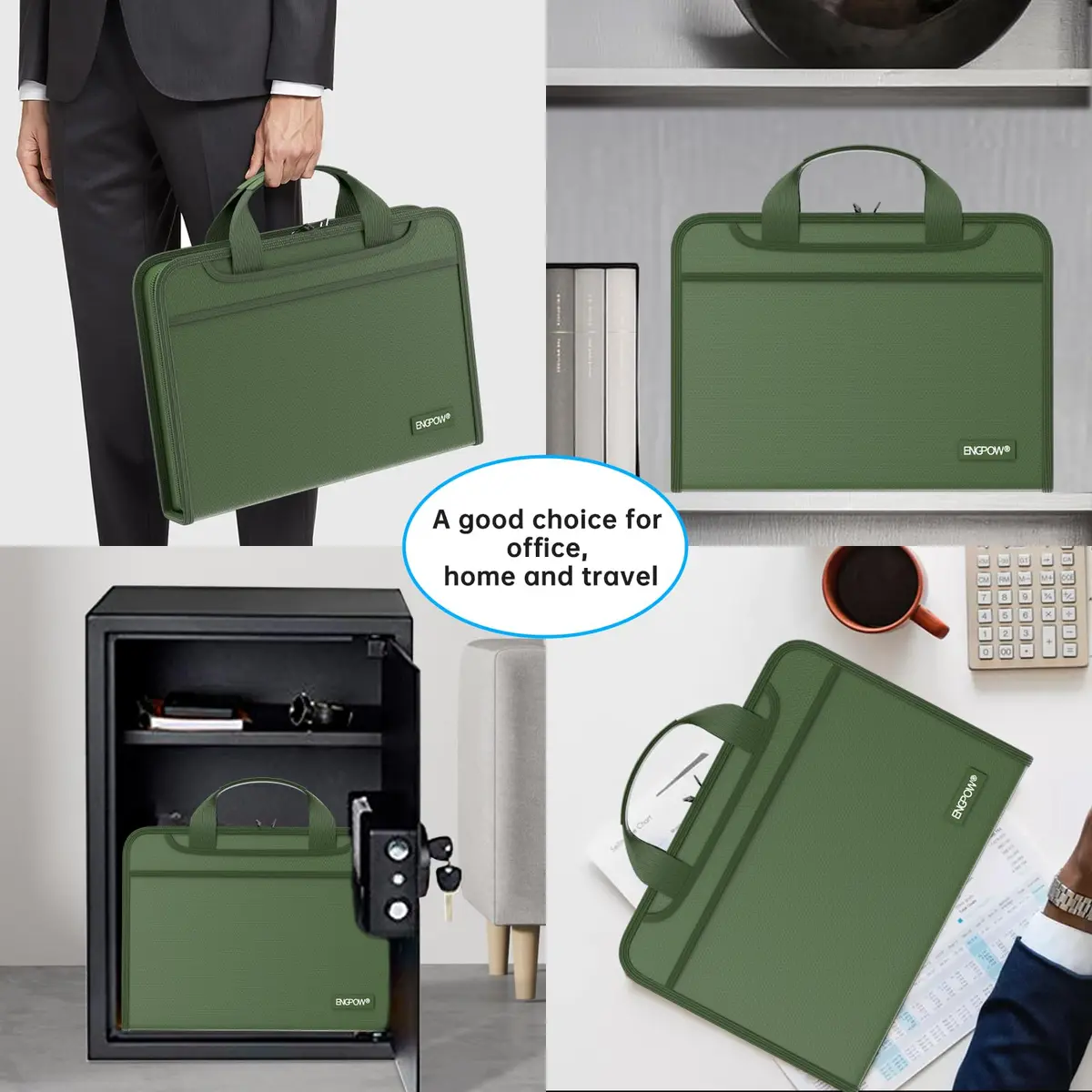 ENGPOW Fireproof Accordion File Organizer 14.2" x 10.4" x 2" | 13 Pockets with Handle & Labels - view 6
