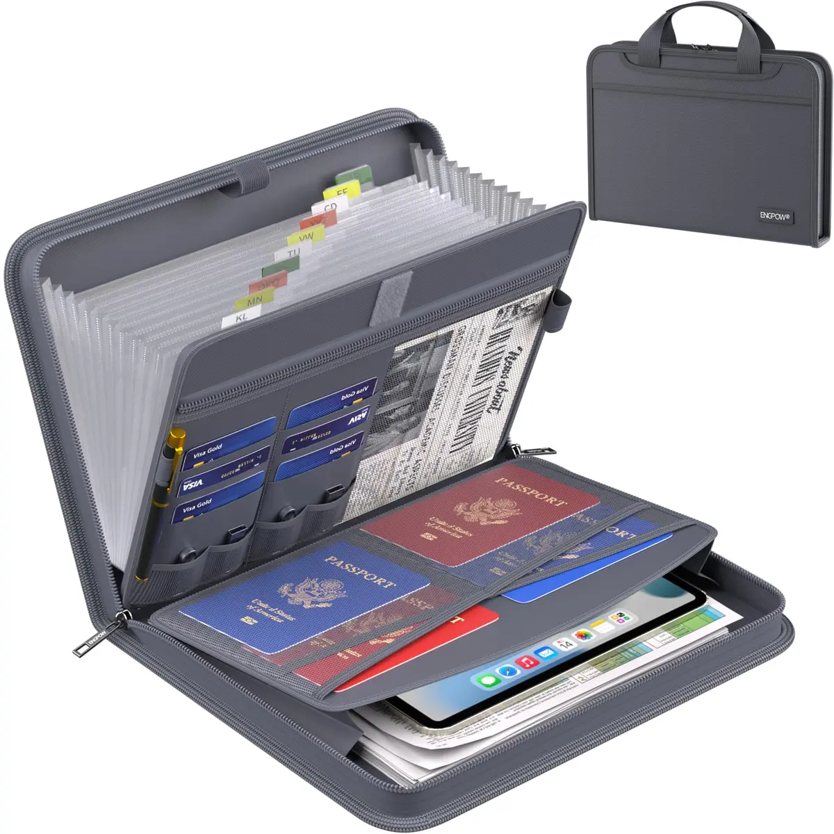 ENGPOW Fireproof Accordion File Organizer 37.1cm (14.4in) | UL94-V0 Rated for Documents - main product image