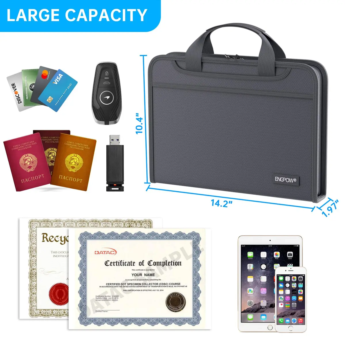 ENGPOW Fireproof Accordion File Organizer 37.1cm (14.4in) | UL94-V0 Rated for Documents - view 5