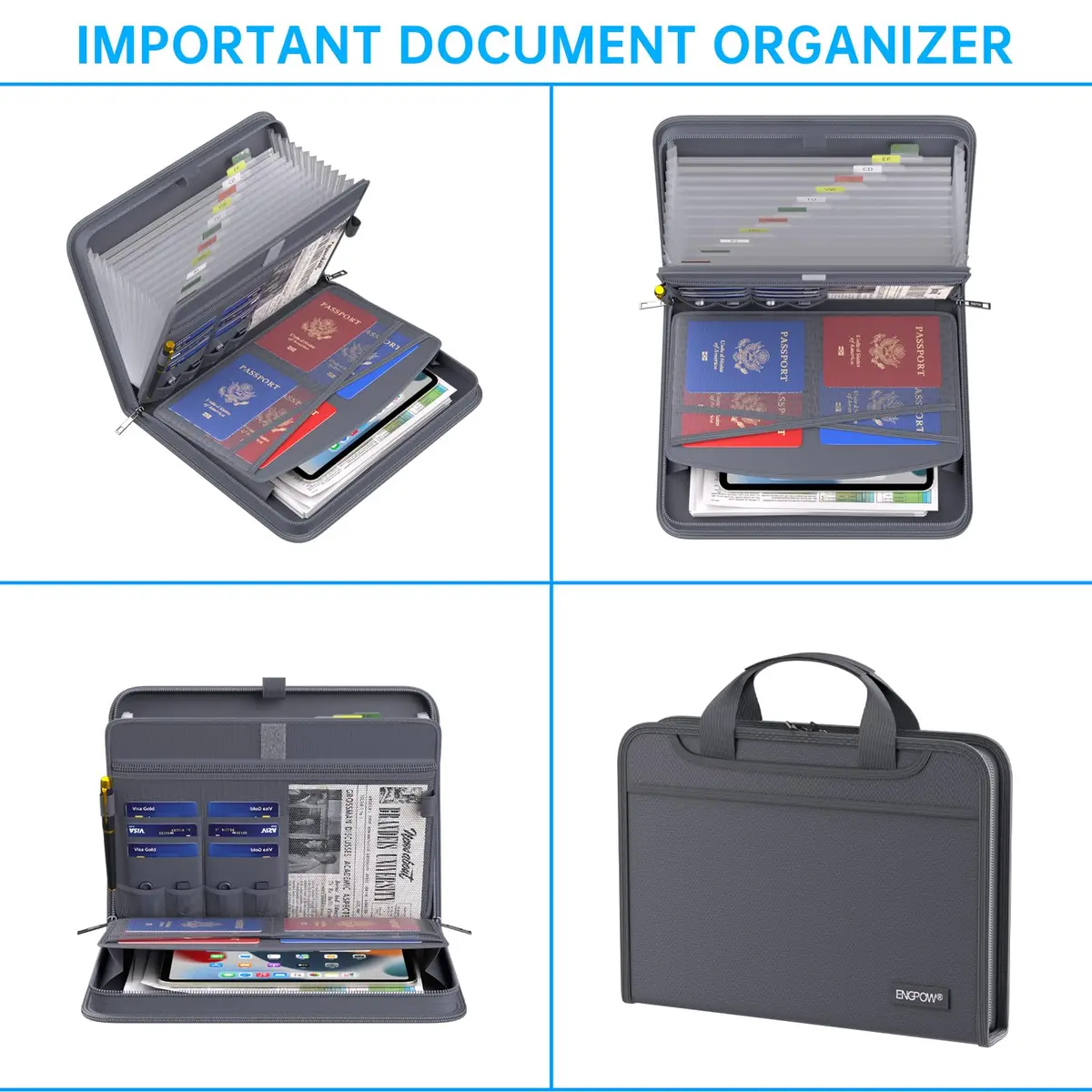ENGPOW Fireproof Accordion File Organizer 37.1cm (14.4in) | UL94-V0 Rated for Documents - view 3