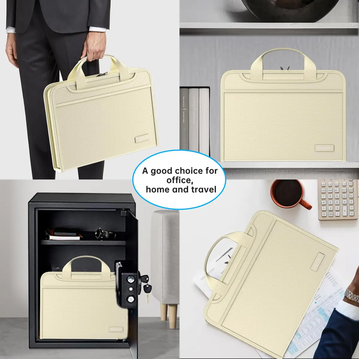 ENGPOW Fireproof Accordion File Organizer 14.2" x 10.4" x 2" | 13 Pockets Document Bag with Handle & Labels - view 6