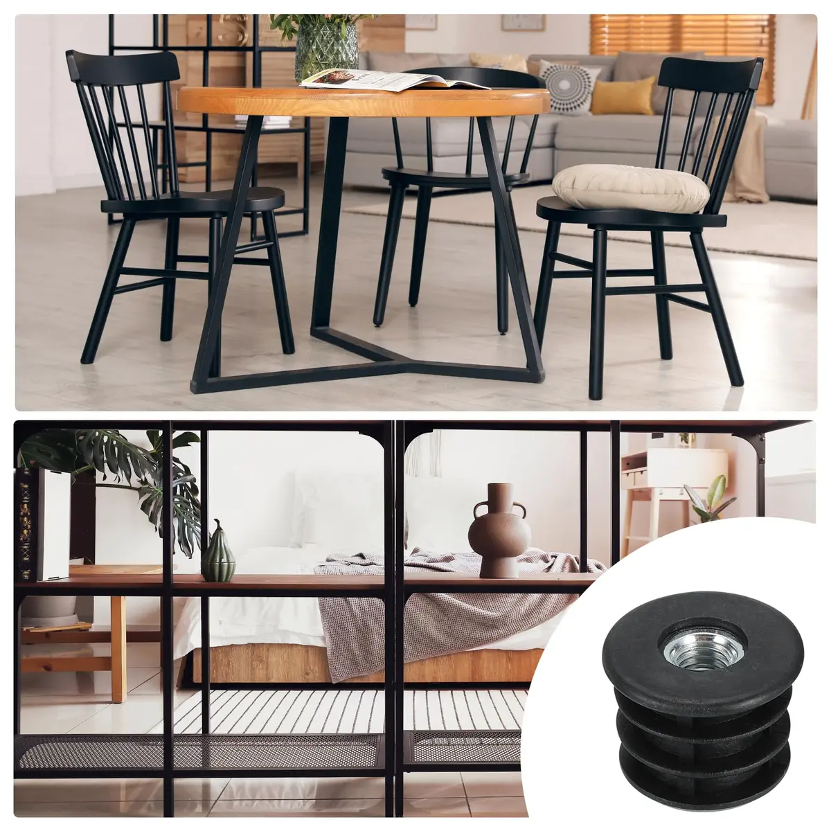 uxcell 10Pcs M8 Thread Round Tube Inserts for Furniture Legs 25mm | Stable Support & Easy Fit - view 6