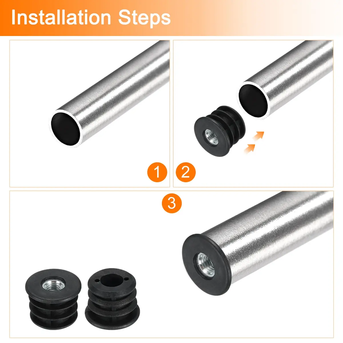 uxcell 10Pcs M8 Thread Round Tube Inserts for Furniture Legs 25mm | Stable Support & Easy Fit - view 4