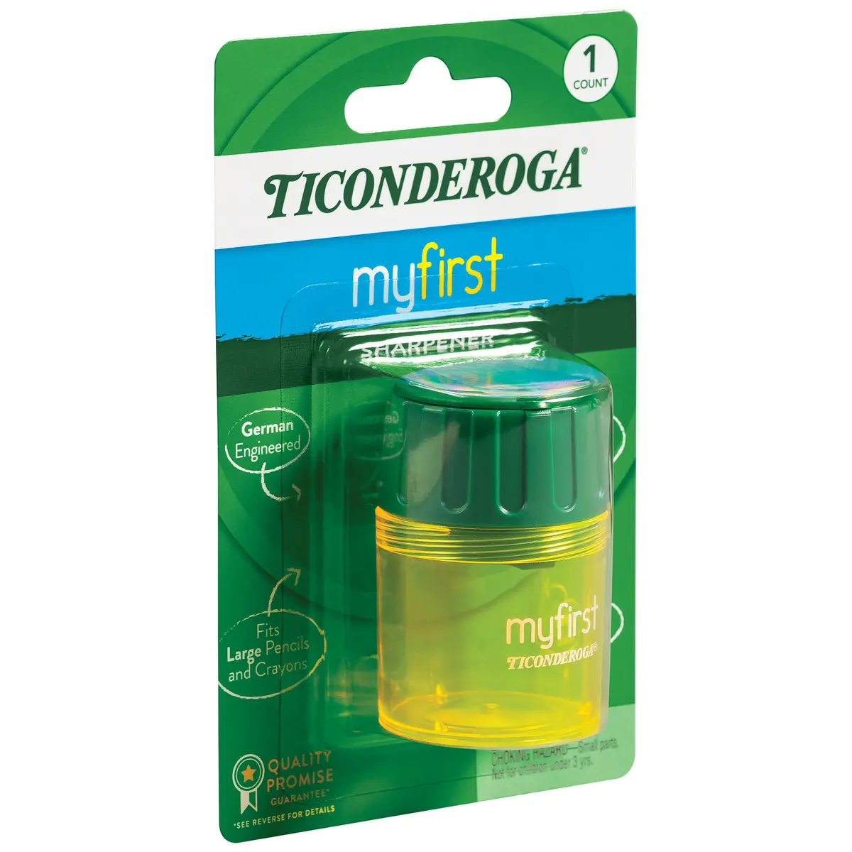 Ticonderoga My First Large Barrel Pencil Sharpener, Yellow and Green | Jumbo Size, Mess-Free Design - view 6