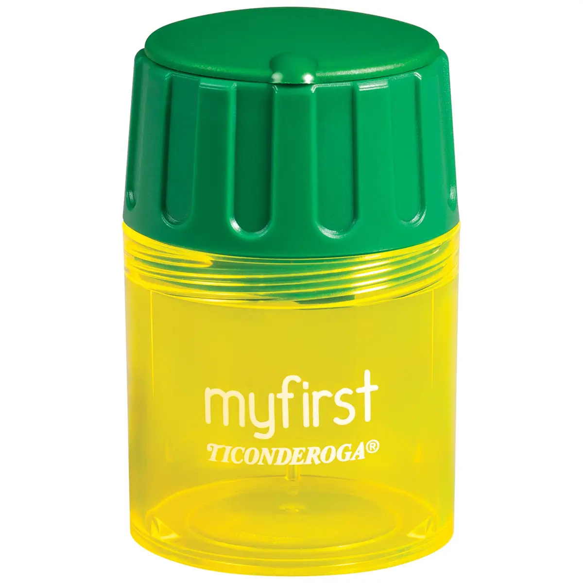 Ticonderoga My First Large Barrel Pencil Sharpener, Yellow and Green | Jumbo Size, Mess-Free Design - view 2