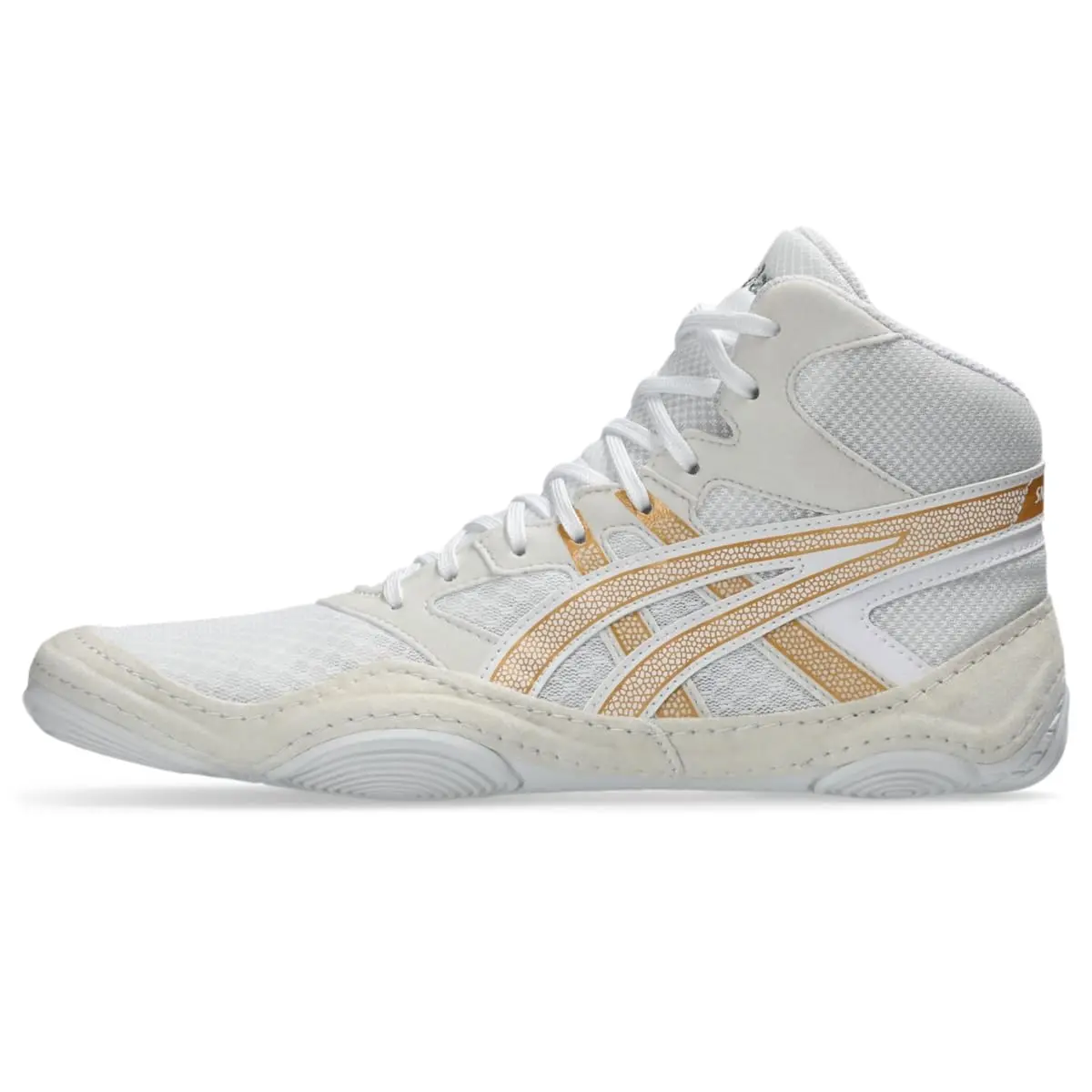 ASICS Men's Snapdown 4 Wrestling Shoes White/Pure Gold 270g (9.5 oz) | Lightweight Breathable Ankle-High Fit - main product image