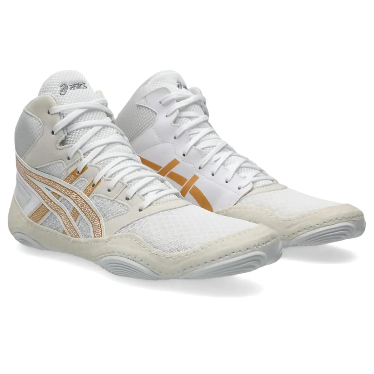 ASICS Men's Snapdown 4 Wrestling Shoes White/Pure Gold 270g (9.5 oz) | Lightweight Breathable Ankle-High Fit - view 2