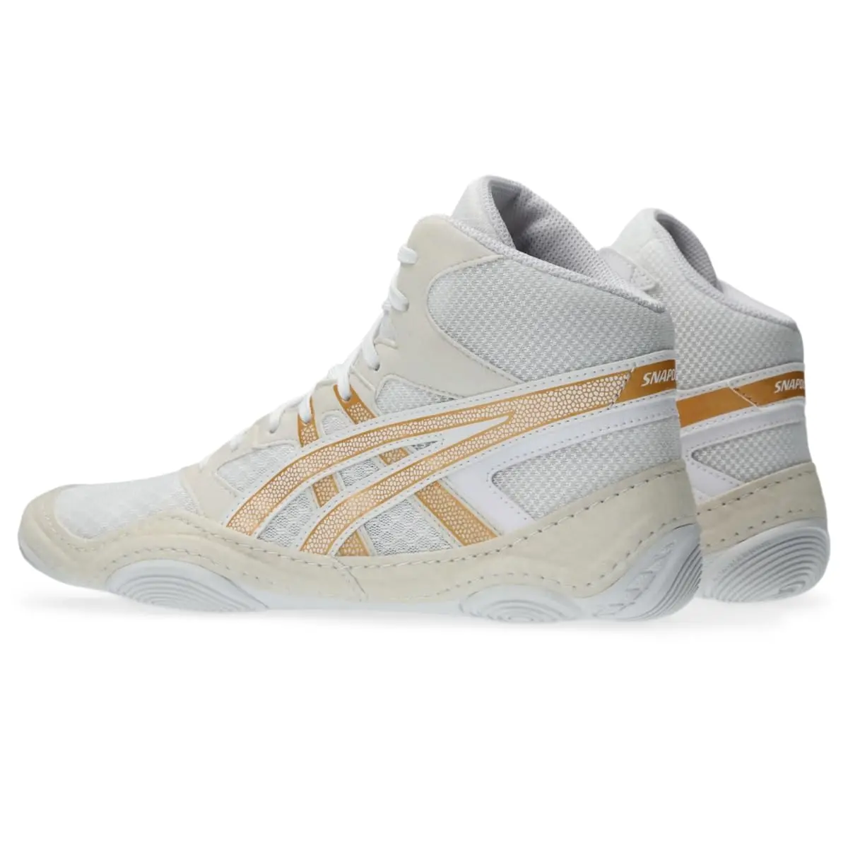 ASICS Men's Snapdown 4 Wrestling Shoes White/Pure Gold 250g (8.7 oz) | Durable High-Top Ankle Support - view 3