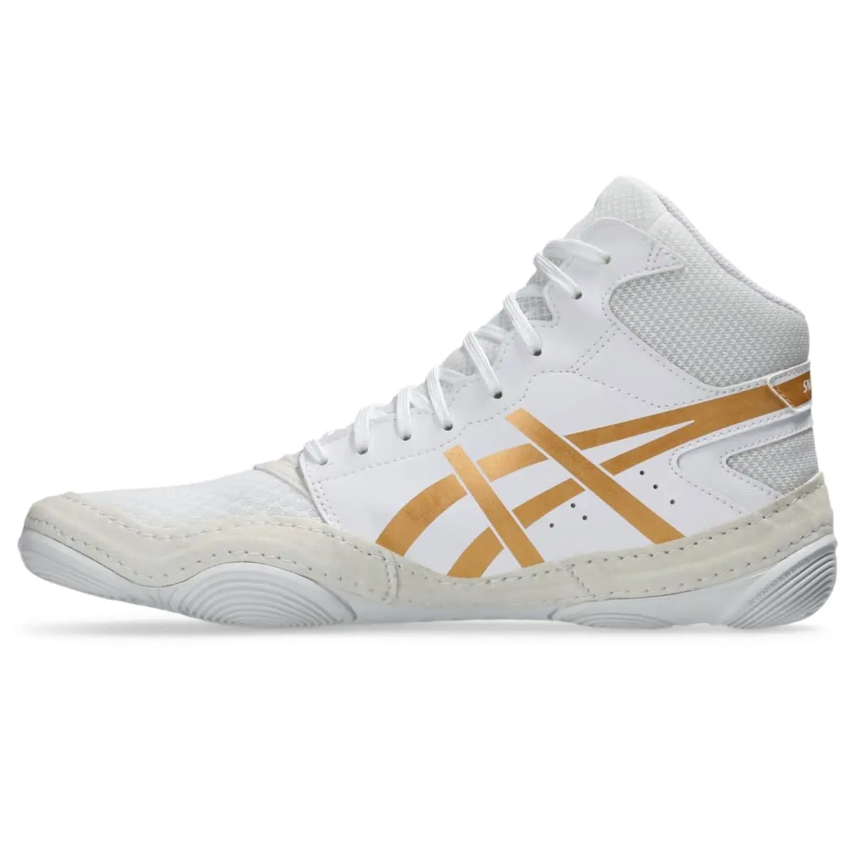 ASICS Men's Snapdown 4 Wrestling Shoes White/Pure Gold 250g (8.7 oz) | Durable High-Top Ankle Support - view 4
