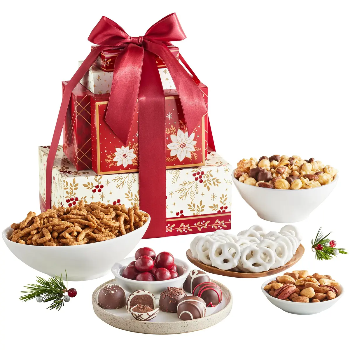 Harry & David Holiday Signature Tower 2 lb 5 oz | Festive Snack Gift with Gourmet Chocolates - main product image