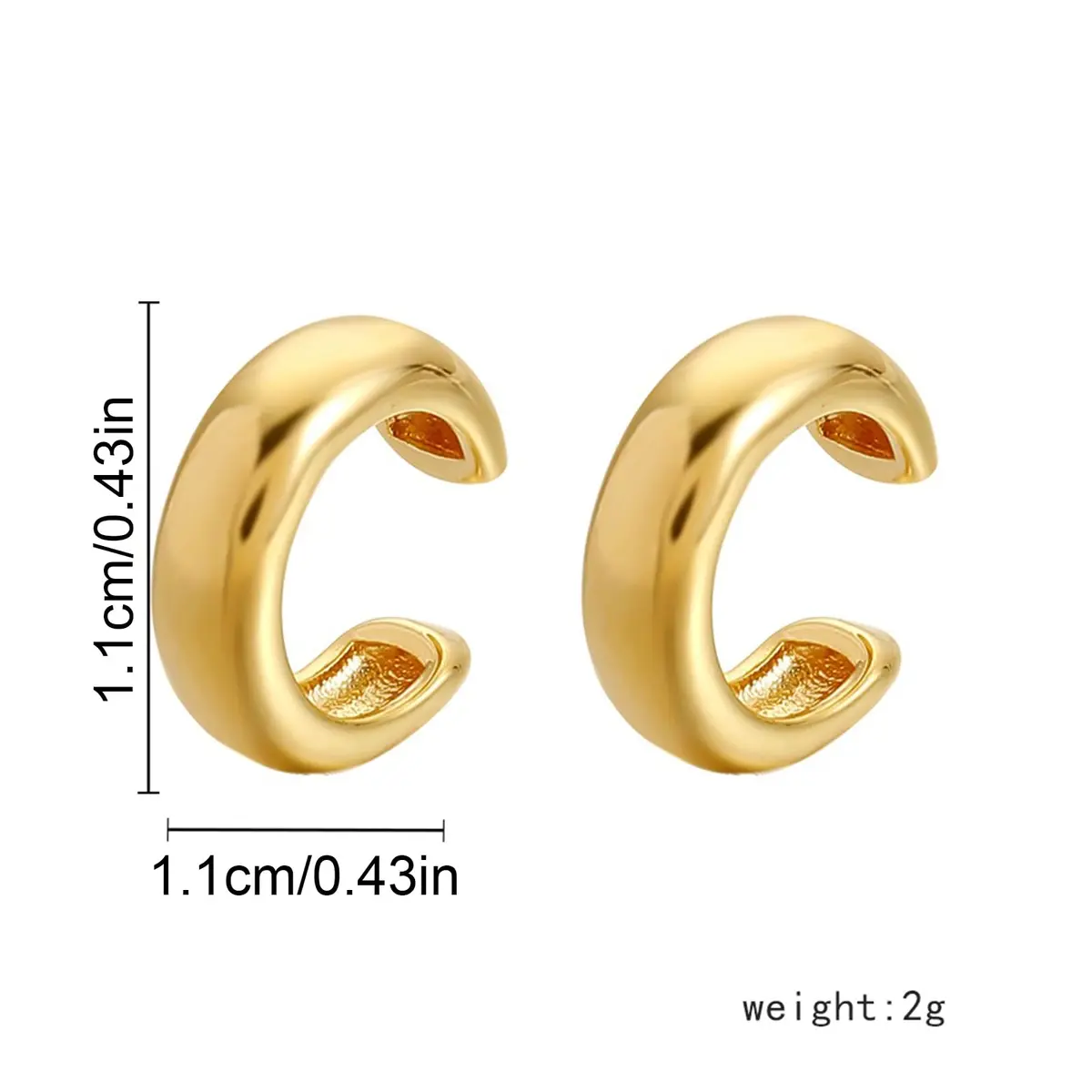 KummerSaprk Ear Cuffs Non Piercing Chunky Gold Fake Earrings Adjustable | Trendy Cartilage Jewelry - view 3