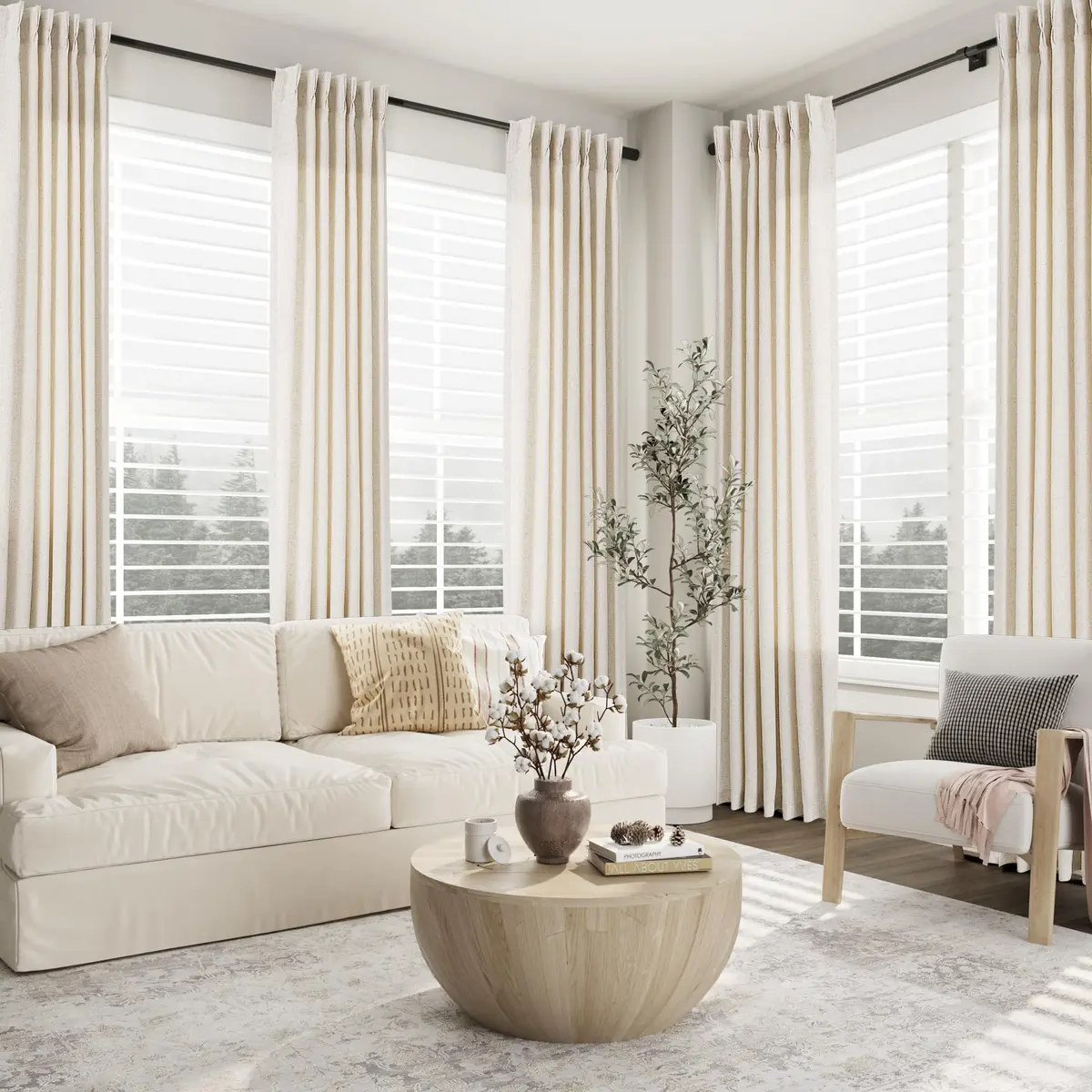 Aersas Linen Curtains 96 Inches Long | Floor to Ceiling Pinch Pleated Sheer for Living Room & Bedroom - view 5