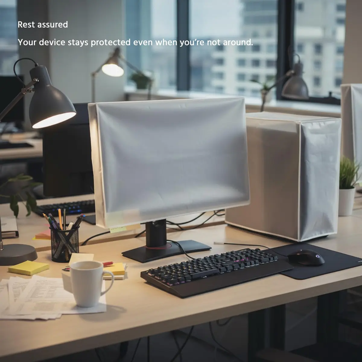 SZBRO Medium PC Dust Cover 21cm (8"W x 17.5"H x 17.5"D) | Waterproof & See-Through for Gaming Desktops - view 6