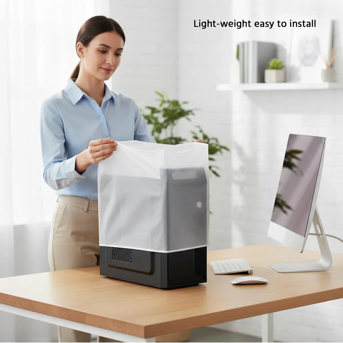 SZBRO Medium PC Dust Cover 21cm (8"W x 17.5"H x 17.5"D) | Waterproof & See-Through for Gaming Desktops - view 3