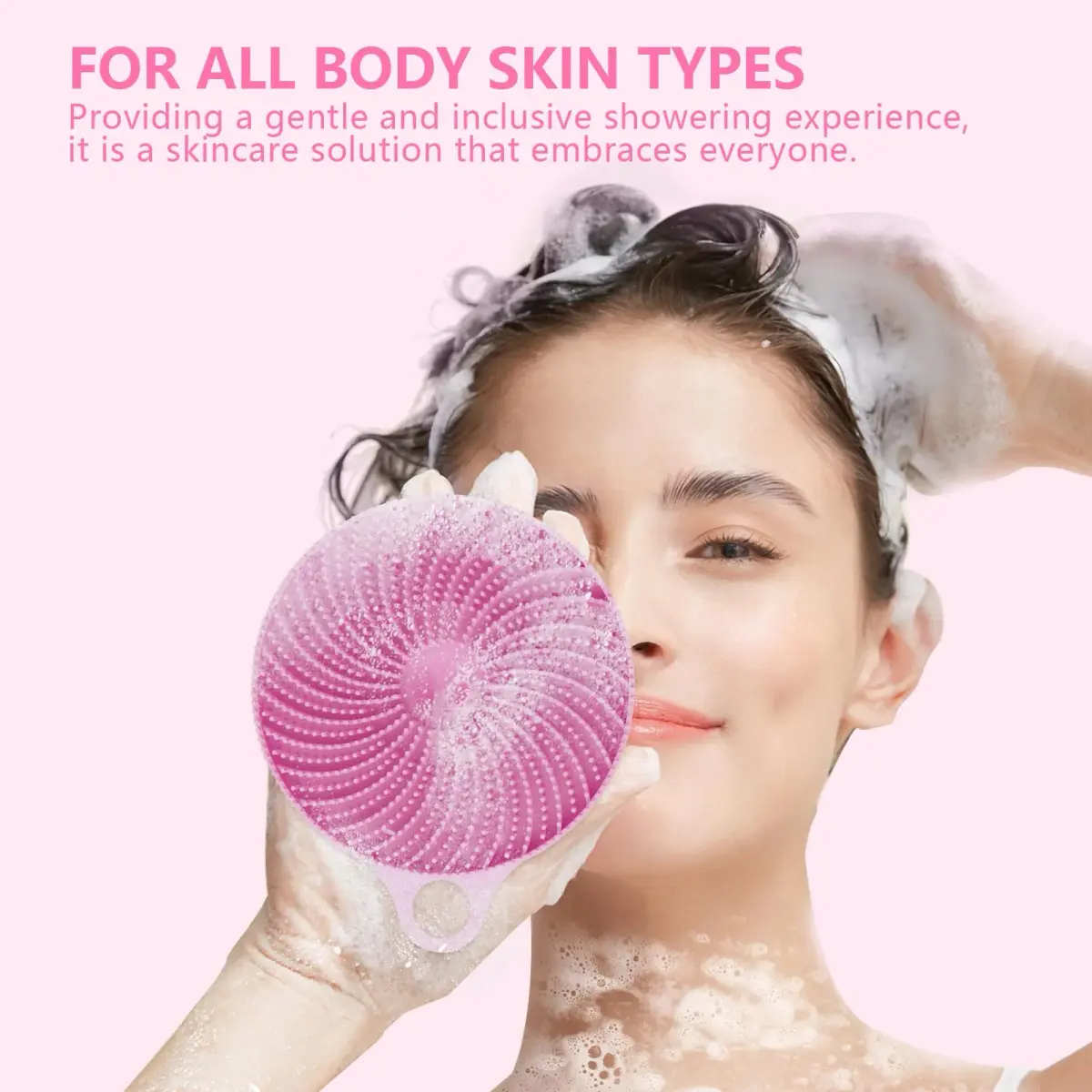 BEAUTAIL 2-in-1 Silicone Body Scrubber & Scalp Massager Brush | Lilac (10.5cm x 10.5cm x 6.5cm) - view 3