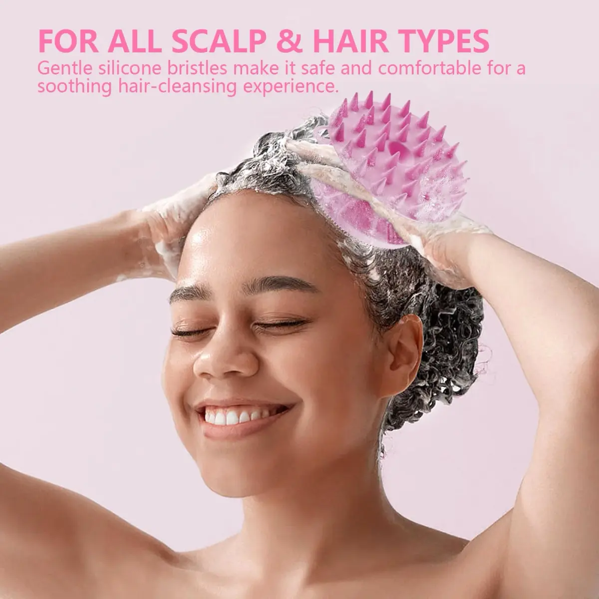 BEAUTAIL 2-in-1 Silicone Body Scrubber & Scalp Massager Brush | Lilac (10.5cm x 10.5cm x 6.5cm) - view 4