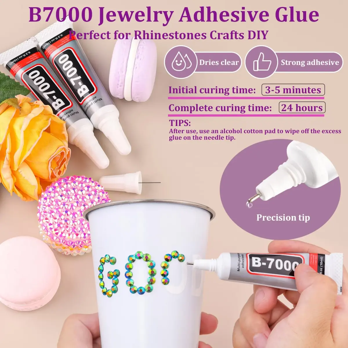 TINKRSTUFF Resin Jelly Rhinestones with B7000 Glue, Emerald Black AB Flatback Crystals (1 Box + 3x10ml Glue) | Sparkle for Nails & Crafts - view 4