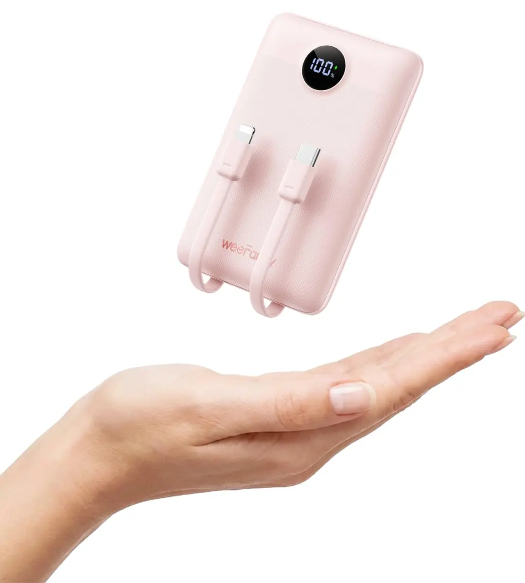WeeFancy Compact Portable Charger 10000mAh with Built-in Cables | Fast Charging & TSA Approved - main product image