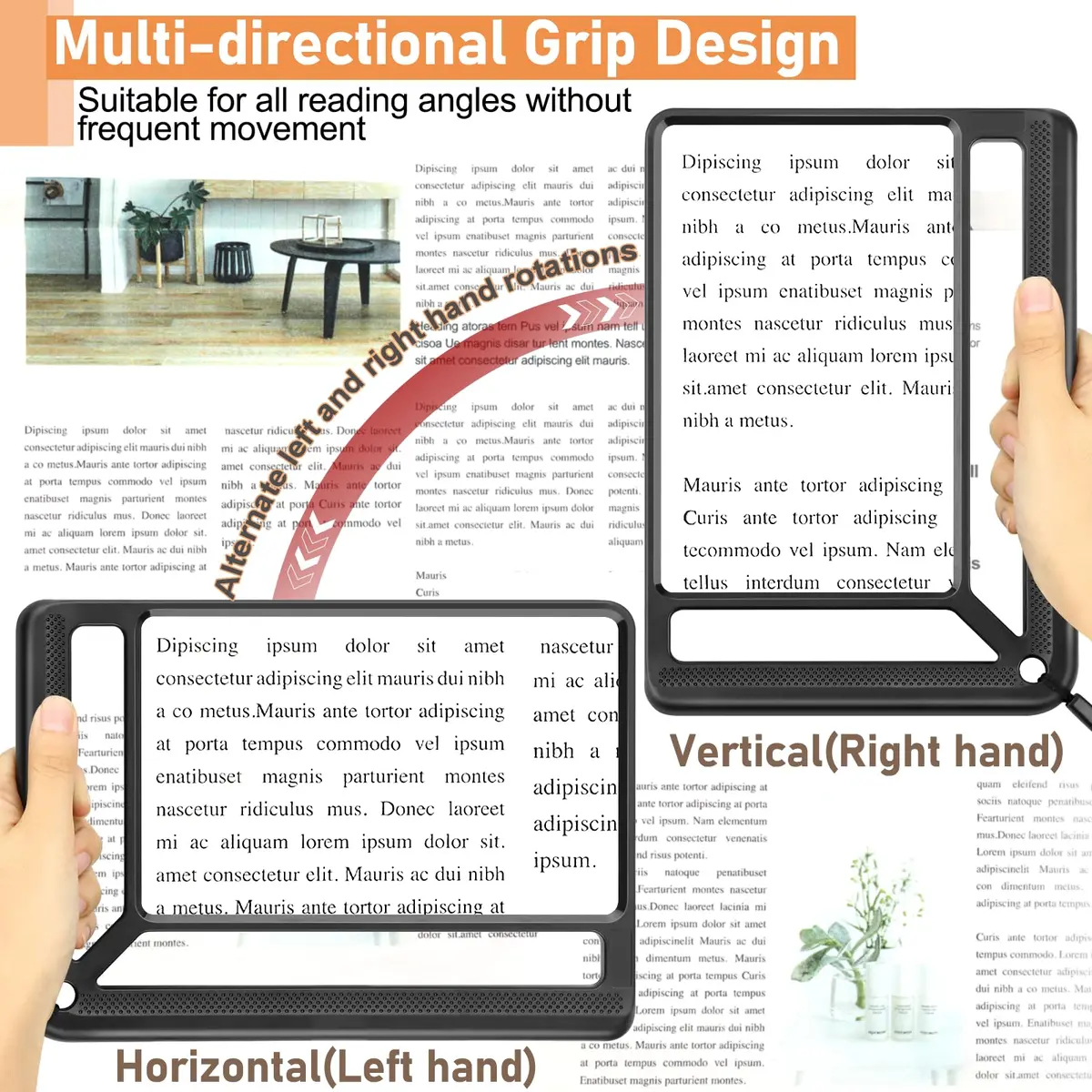AKKYCVS 5X Full Page Magnifying Glass with Handle & Wrist Strap, 12.7cm x 17.8cm (5" x 7") Viewing Area | Lightweight Reading Aid for Seniors - view 5