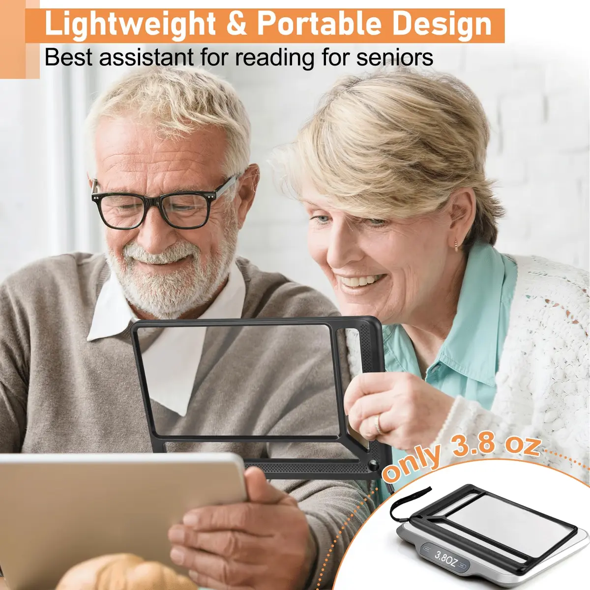 AKKYCVS 5X Full Page Magnifying Glass with Handle & Wrist Strap, 12.7cm x 17.8cm (5" x 7") Viewing Area | Lightweight Reading Aid for Seniors - view 6