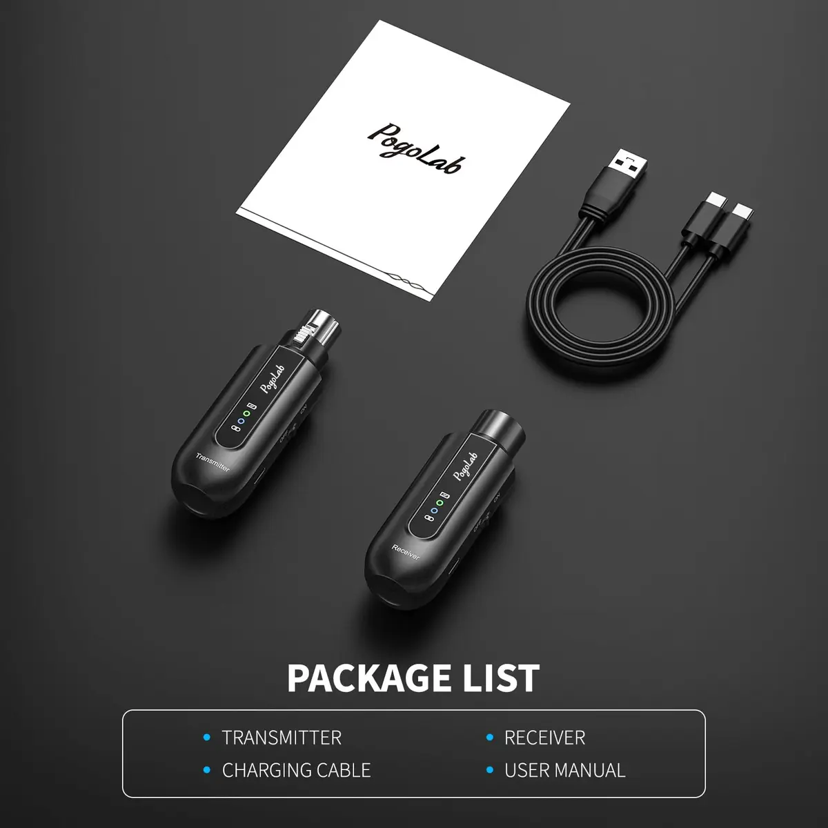 POGOLAB Wireless Microphone Transmitter Receiver 2.4Ghz | Long Range, Rechargeable, 48V Phantom Power - view 7