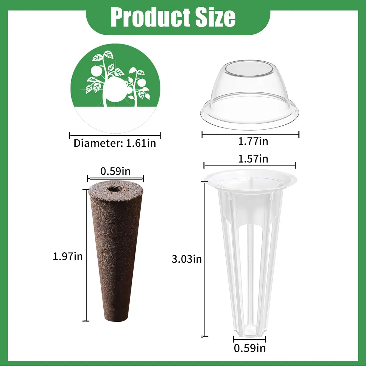 DRYADES Seed Pod Kit with 12 Grow Sponges, 12 Baskets, 12 Domes & 36 Labels | 72 Pcs Total - view 2