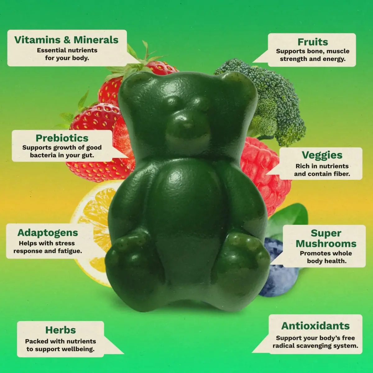 Grüns Adult Greens Gummies & Daily Multivitamin 28 ct | Clinically Tested & Science-Backed - view 5