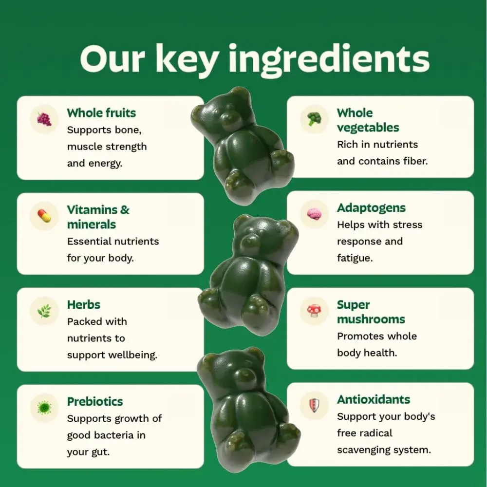 Grüns Adult Greens Gummies & Daily Multivitamin 28 ct | Clinically Tested & Science-Backed - view 2