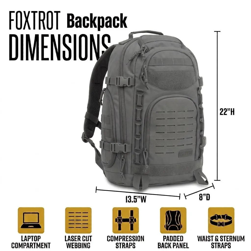 HIGHLAND TACTICAL Foxtrot 38L Large Tactical Backpack for Men & Women | Durable Hiking Travel Laptop Backpack with Organizer Pockets, MOLLE Daypack with Waist Belt for Everyday Carry, Camping, Work - view 8