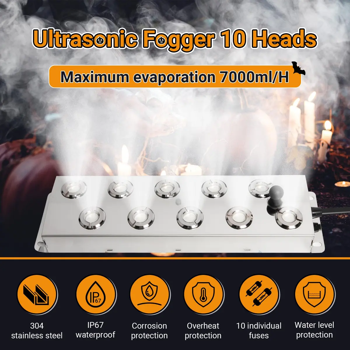 Toriexon Ultrasonic Mist Fogger 10 Heads | 7000ml/H, Stainless Steel, IP67 Waterproof - view 2