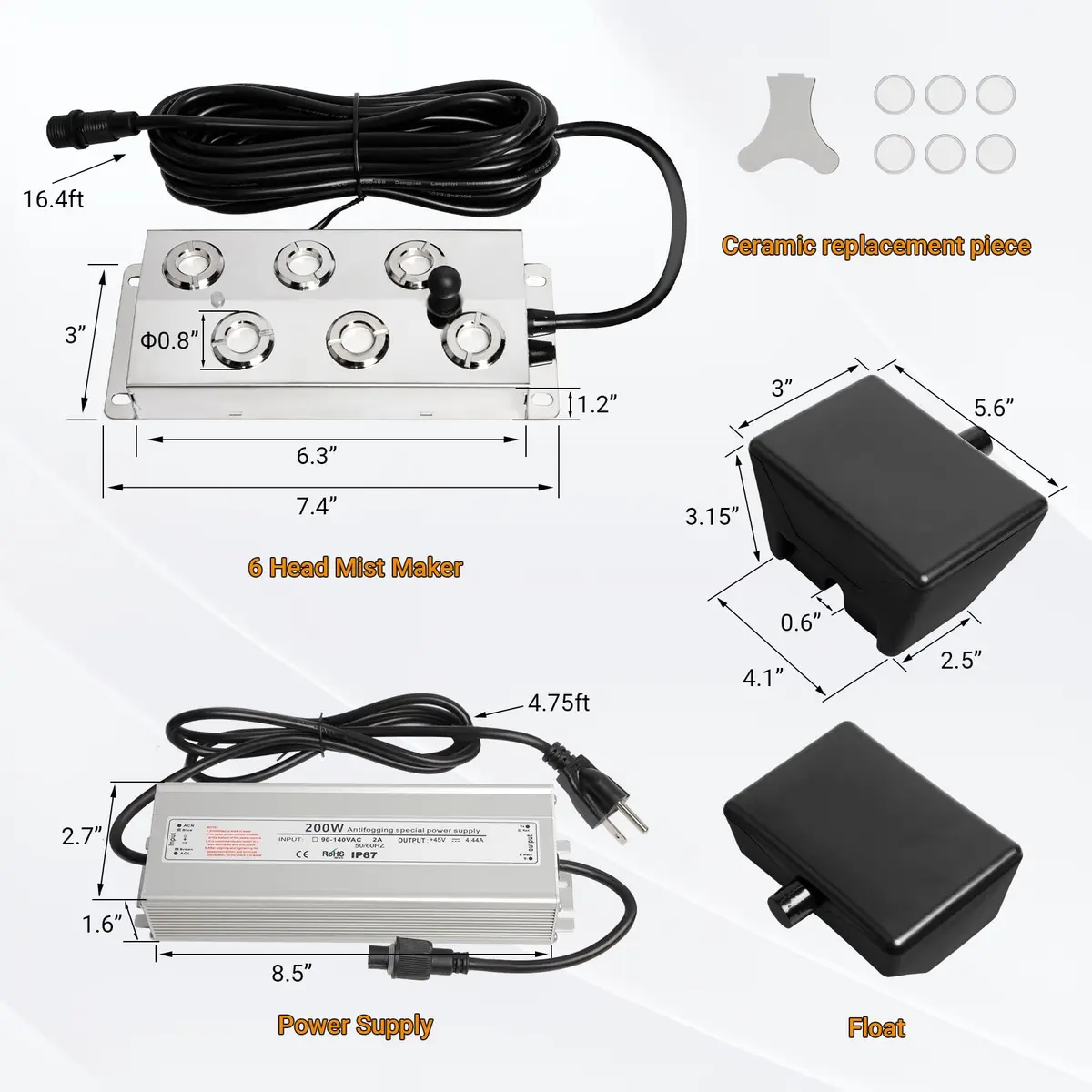 Toriexon Ultrasonic Mist Maker Fogger 6 Heads | 5000ml/H Outdoor Fogger for Gardens & Ponds - view 3