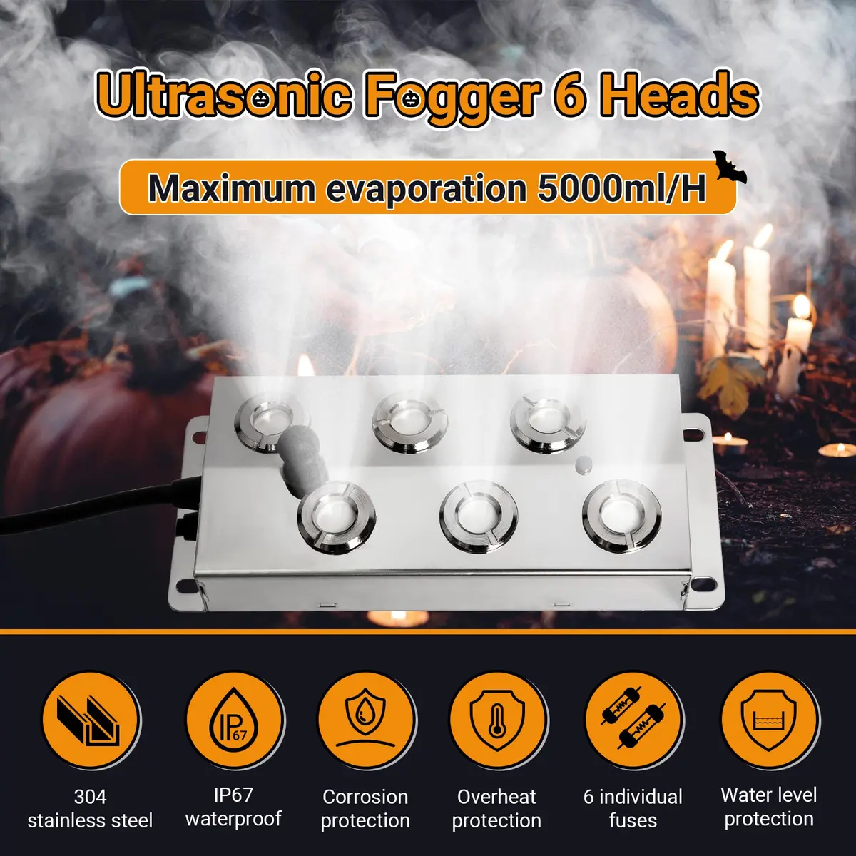 Toriexon Ultrasonic Mist Maker Fogger 6 Heads | 5000ml/H Outdoor Fogger for Gardens & Ponds - view 4