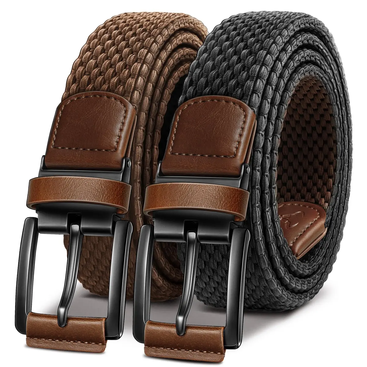 BULLIANT Reversible Stretch Braided Web Belt 1 3/8" | Modern Casual Style for Men - main product image