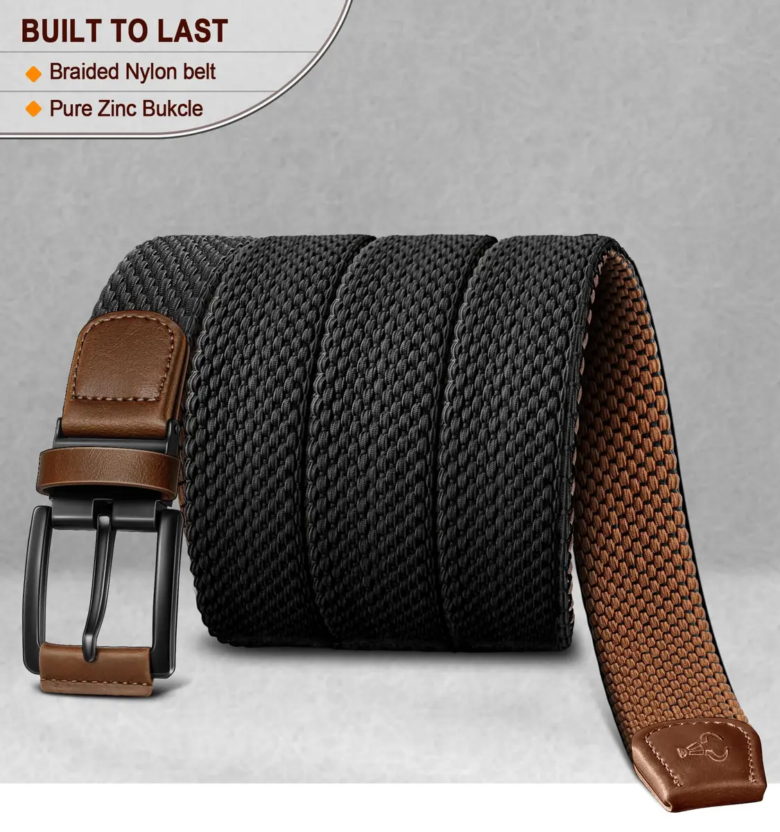 BULLIANT Reversible Stretch Braided Web Belt 1 3/8" | Modern Casual Style for Men - view 5