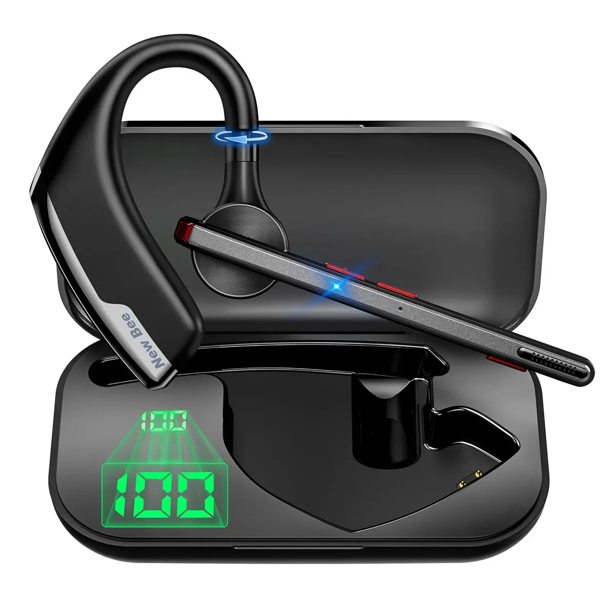 New Bee M51 Bluetooth Headset 2-Pack | Dual Mic Noise Cancelling Wireless Earpiece with 500mAh Charging Case - main product image
