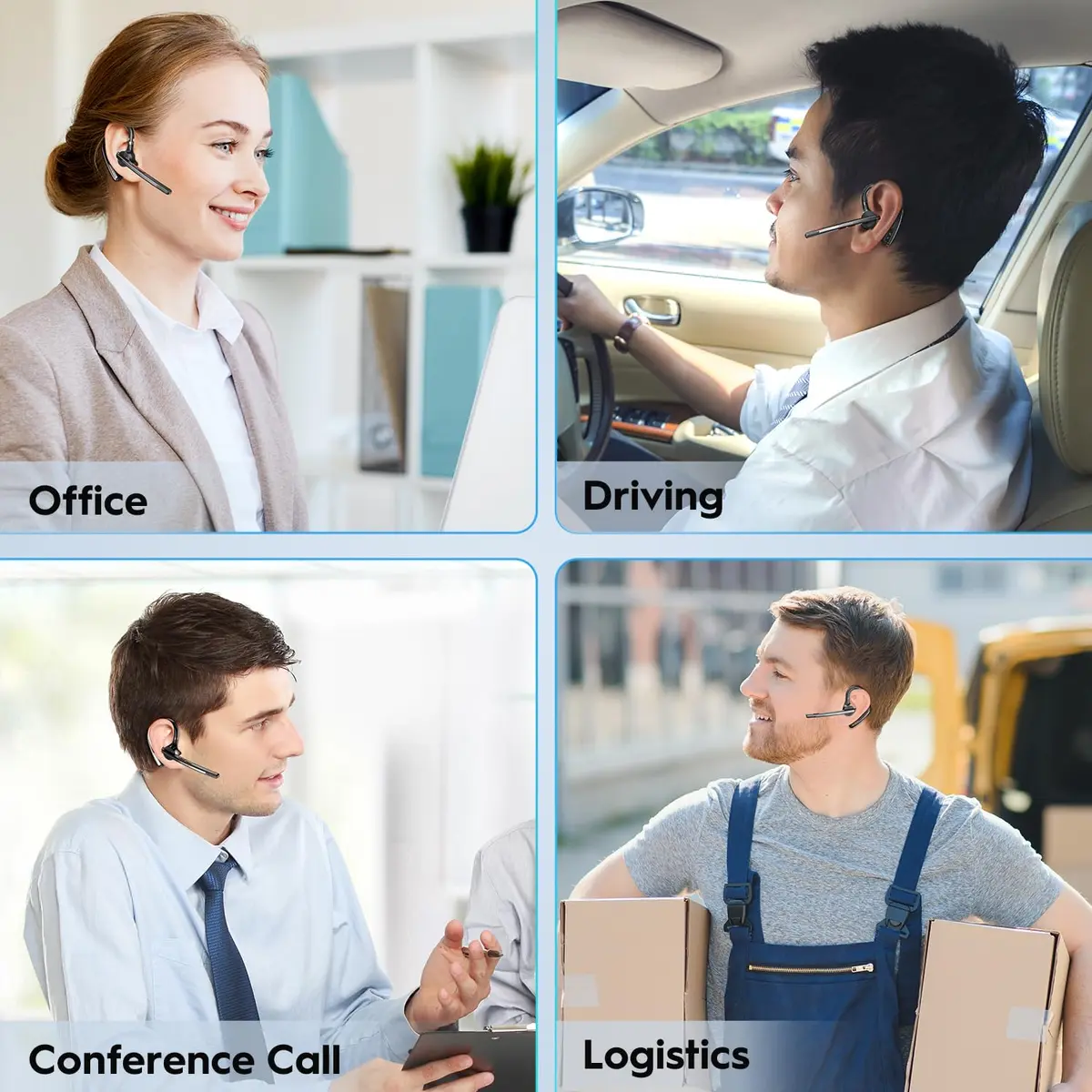 New Bee M51 Bluetooth Headset 2-Pack | Dual Mic Noise Cancelling Wireless Earpiece with 500mAh Charging Case - view 7