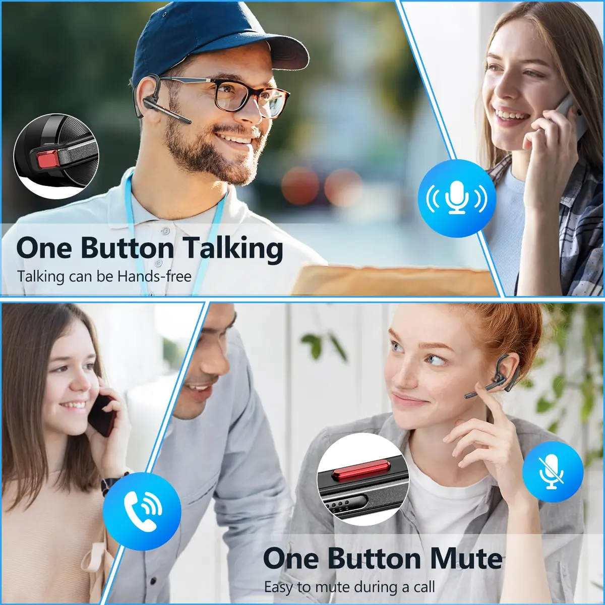 New Bee M51 Bluetooth Headset 2-Pack | Dual Mic Noise Cancelling Wireless Earpiece with 500mAh Charging Case - view 4