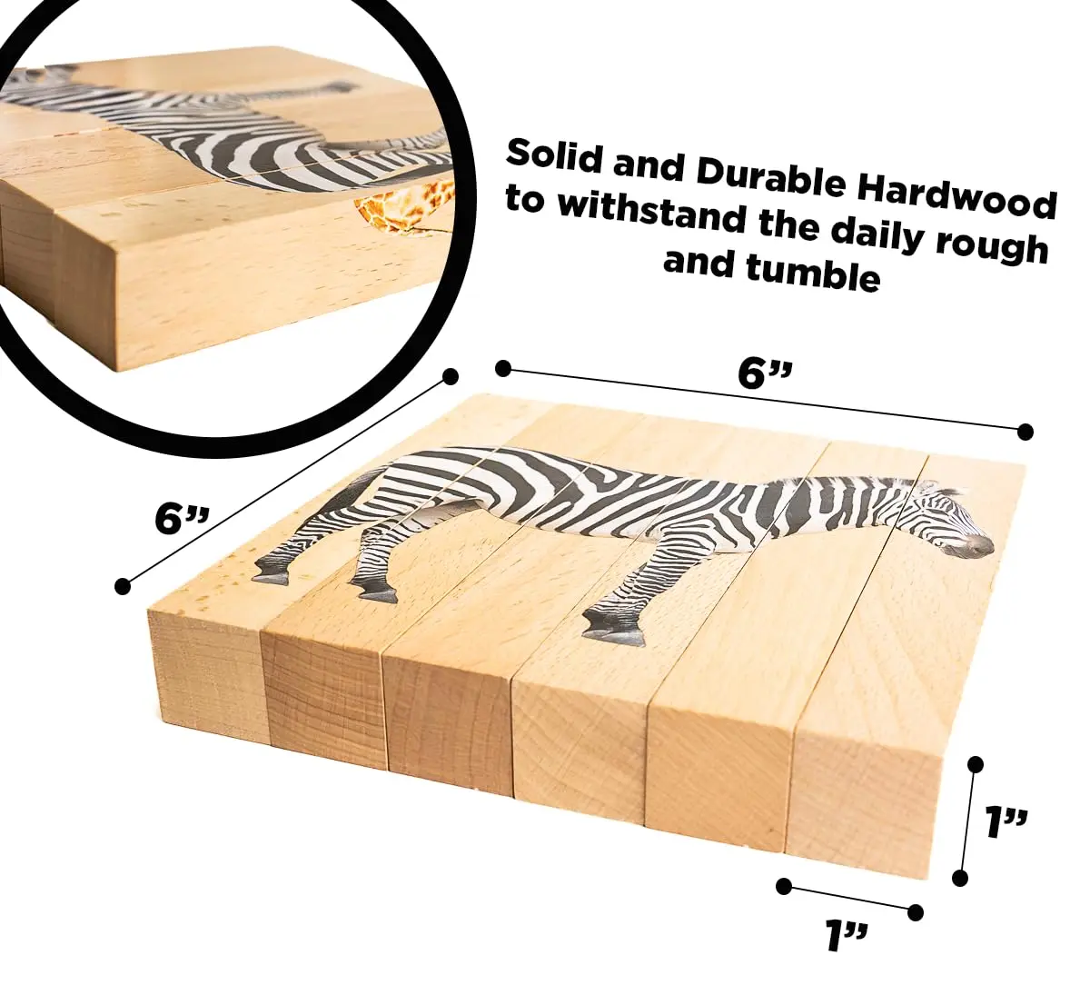 Montessori & Me Wooden Animal Chunky Puzzles for Toddlers 2+ Years - 4-in-1 Safari Animal Block Puzzle Toy | Educational STEM Learning - view 2