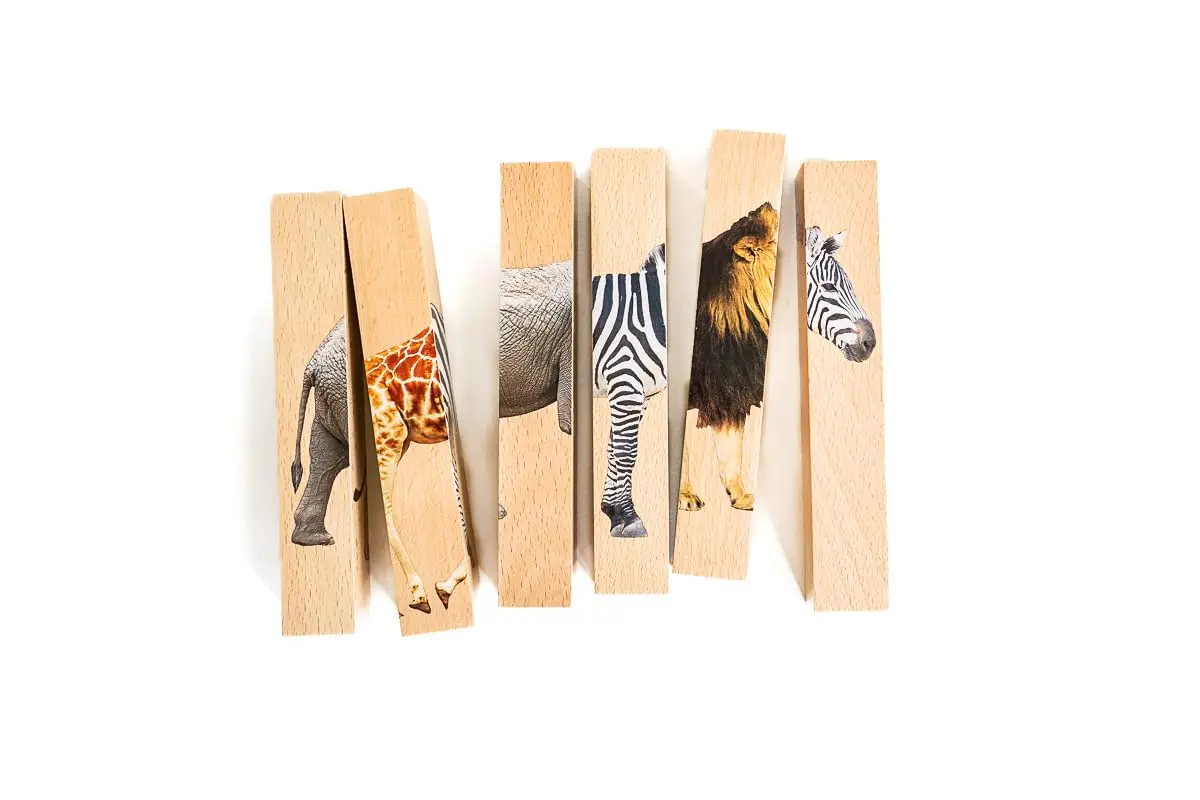 Montessori & Me Wooden Animal Chunky Puzzles for Toddlers 2+ Years - 4-in-1 Safari Animal Block Puzzle Toy | Educational STEM Learning - view 3