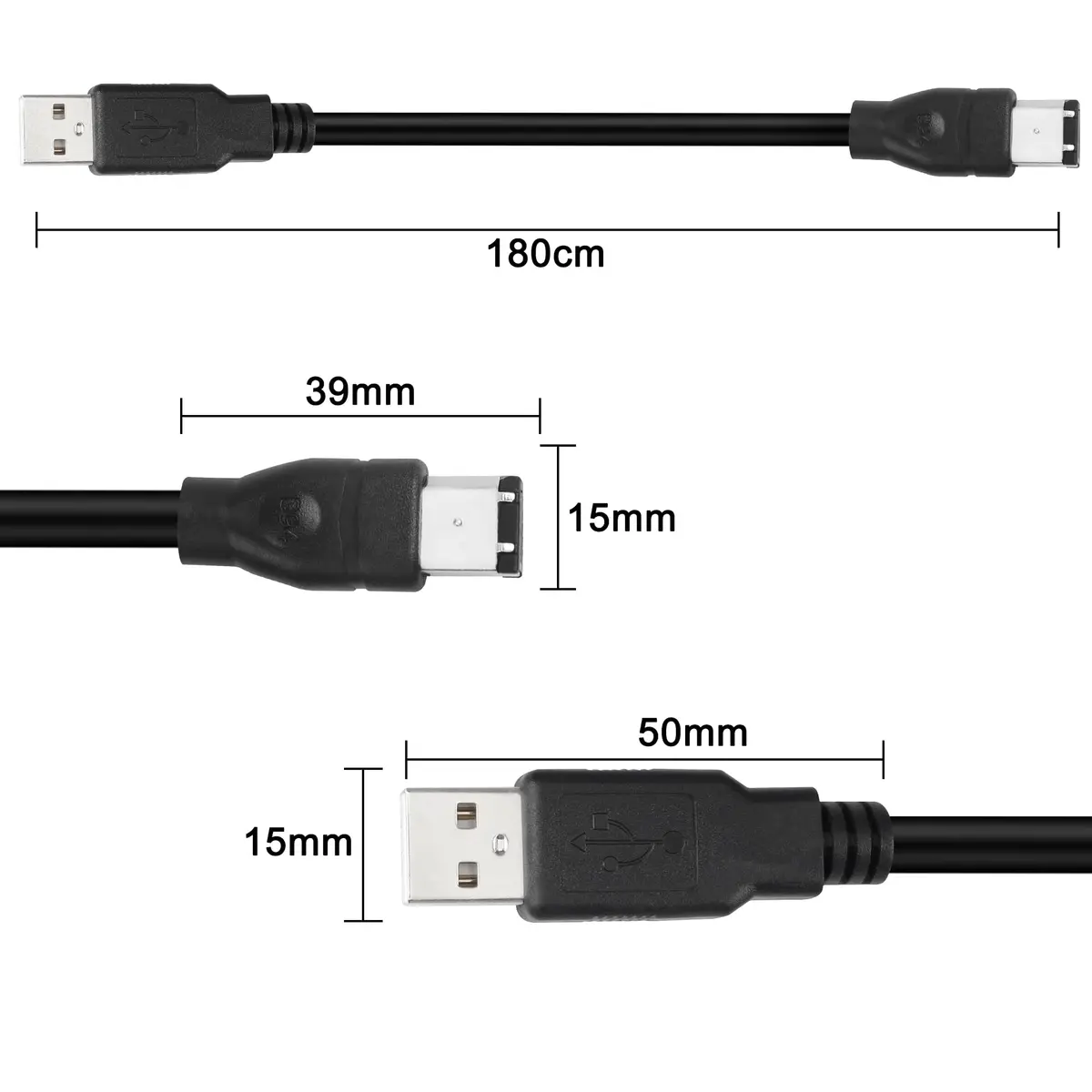 MEIRIYFA Firewire 1394 6-Pin to USB 2.0 Adapter Cable 1.8M | High-Speed Data Transfer for Printers, Scanners, Cameras - view 6