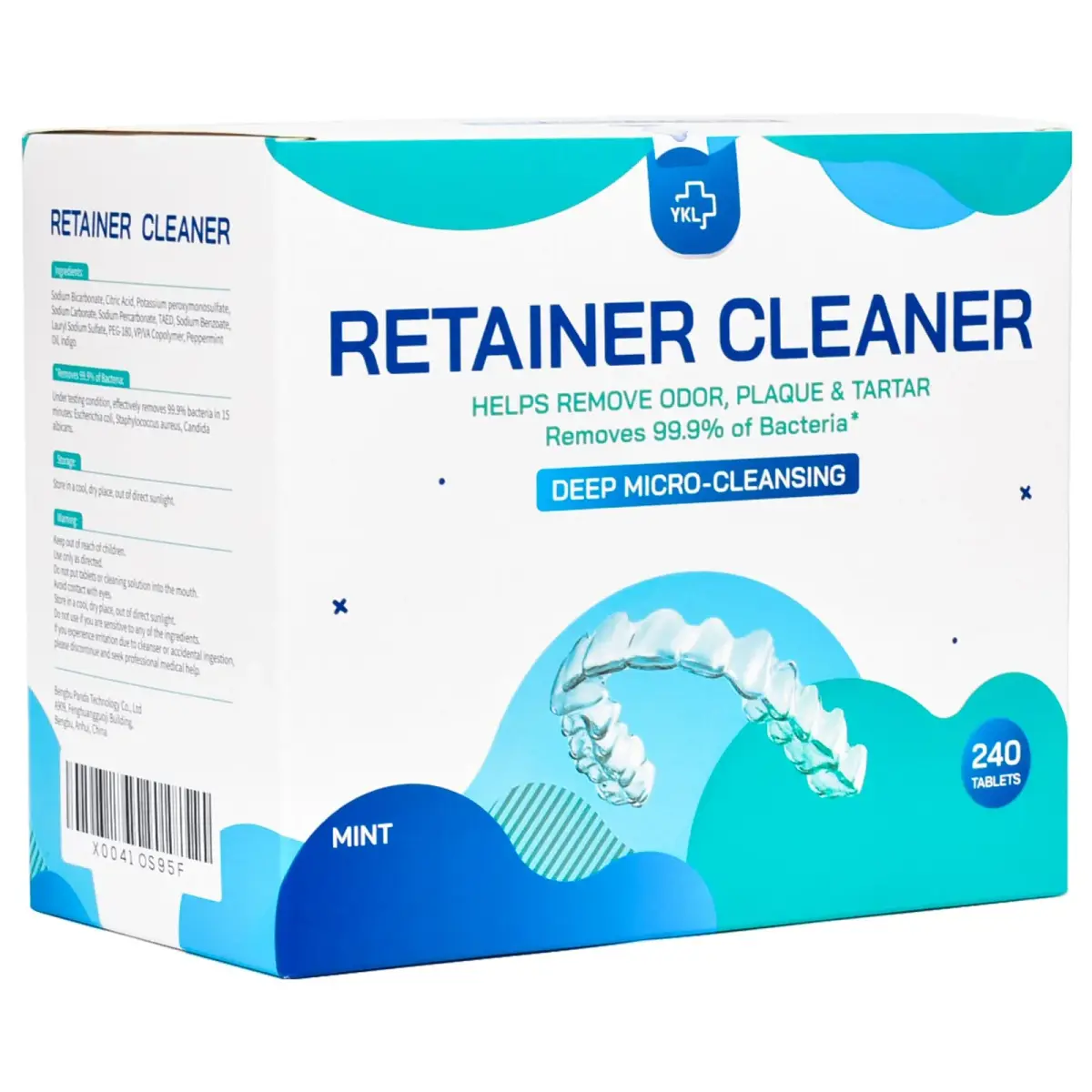 YKL Retainer & Denture Cleaner Tablets 240 Count (8 Months Supply) | Dental Aligner, Mouth Guard, False Teeth Cleaning - main product image