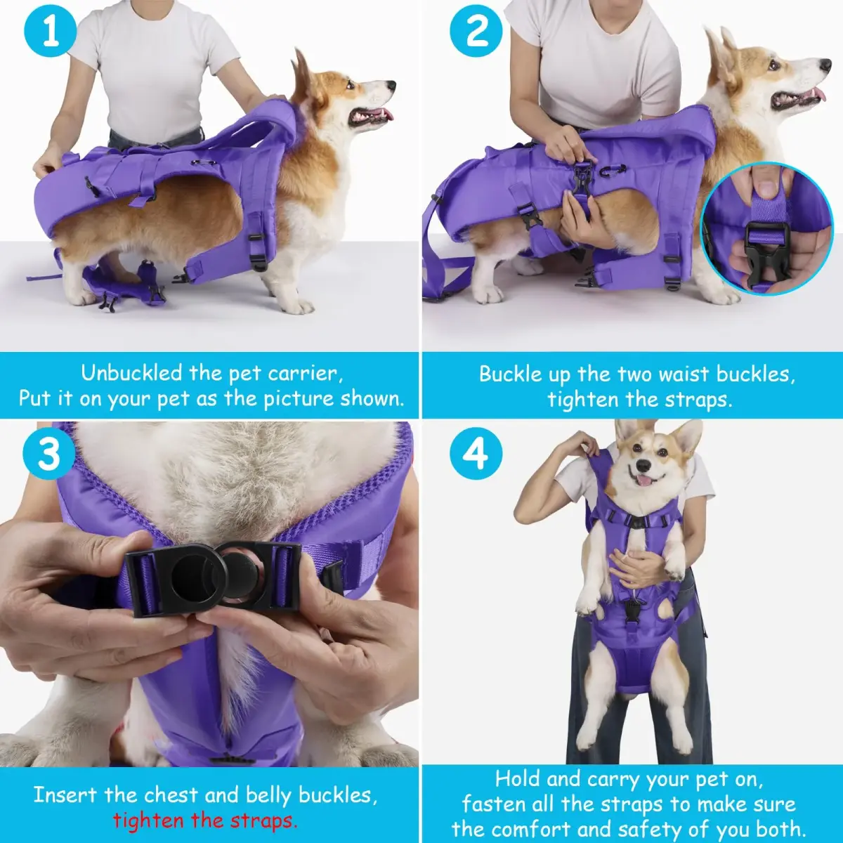PetBonus Purple Medium Dog Carrier Backpack | Hands-Free Hiking Cycling Travel - view 4