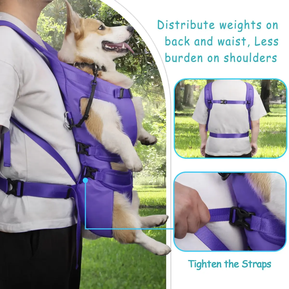 PetBonus Purple X-Large Dog Carrier Backpack for Hands-Free Hiking and Travel - view 3