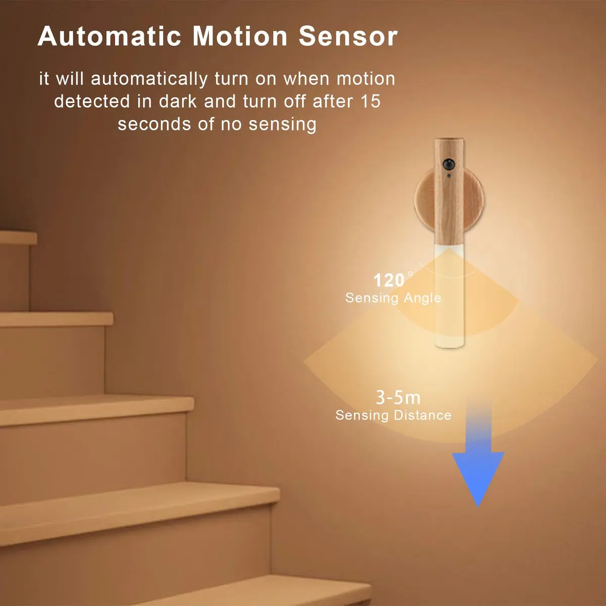 LANDGOO Motion Sensor Wall Sconce | Rechargeable Night Light with PIR Sensor, Warm White - view 4