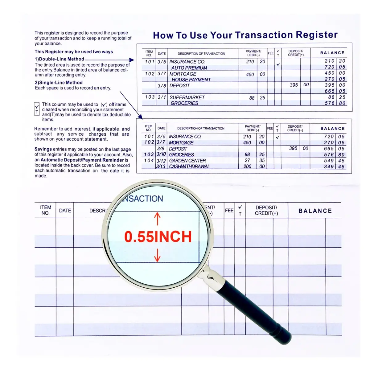 CASMONAL Check Registers for Personal Checkbooks (12-Pack) | Log Transactions & Track Payments - view 2