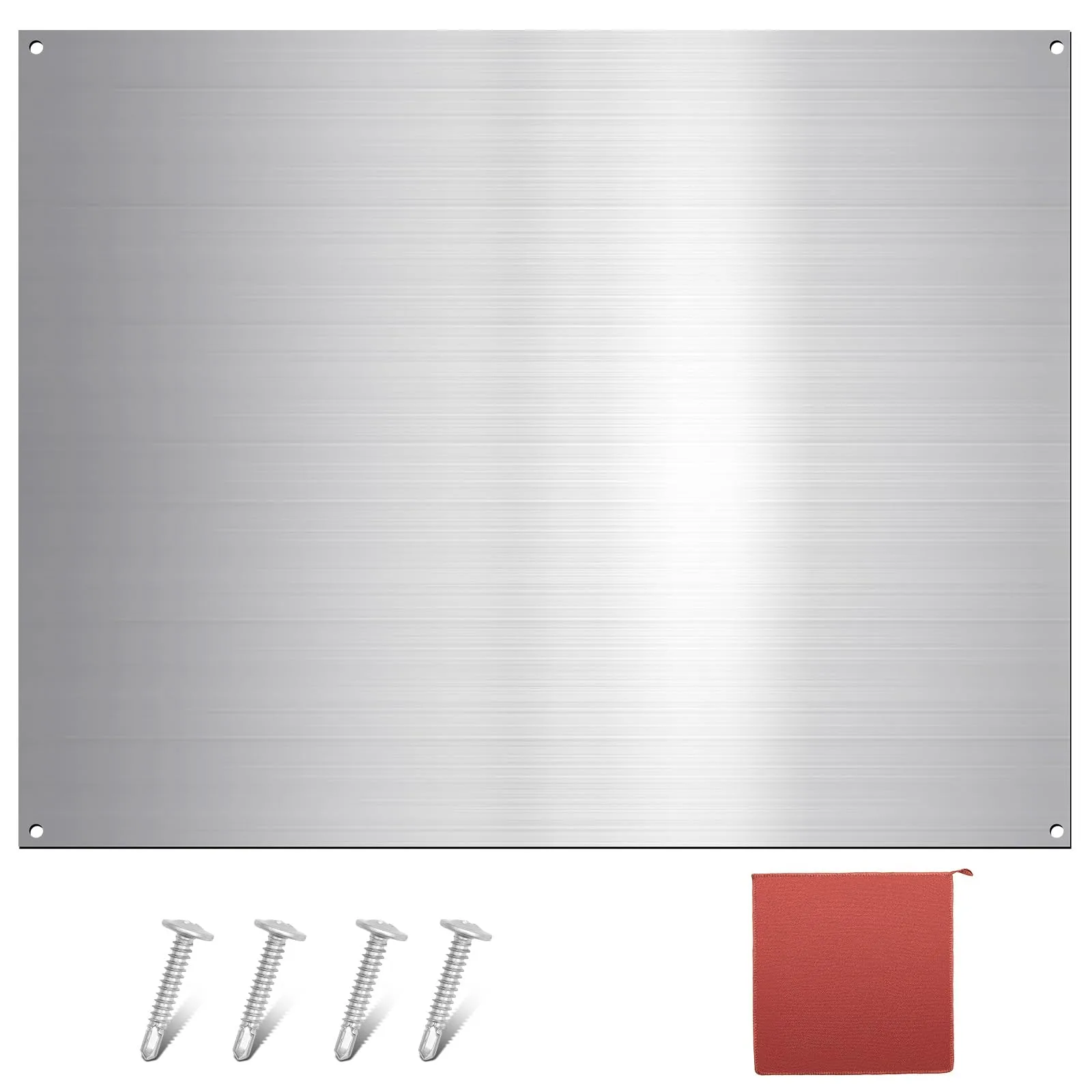 Yaocom Stainless Steel Backsplash Panel with Screws & Towel, Silver, 24x30 Inch | Easy Install Kitchen Wall Protection - main product image